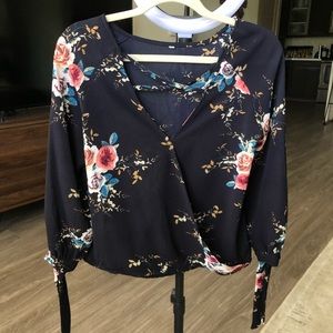 Navy Floral Blouse